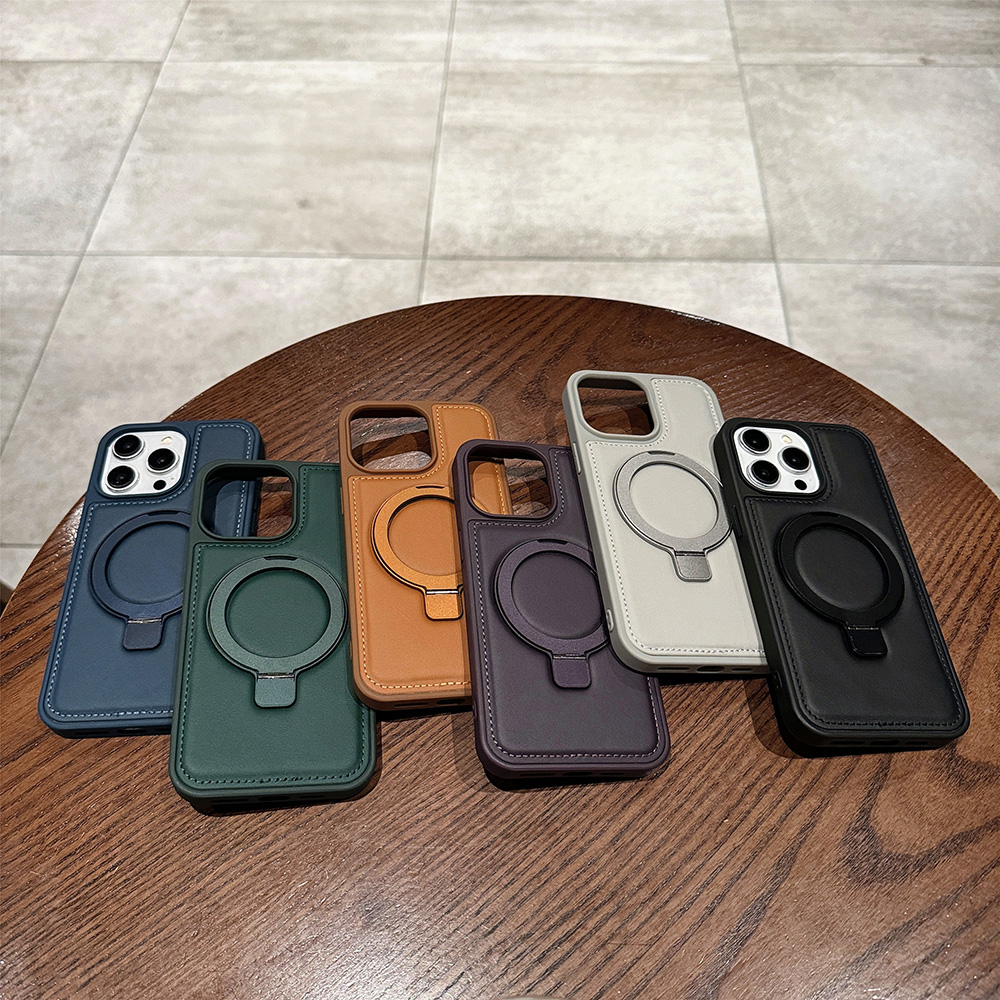Kickstand Adjustable - Étui magnétique en cuir PU pour